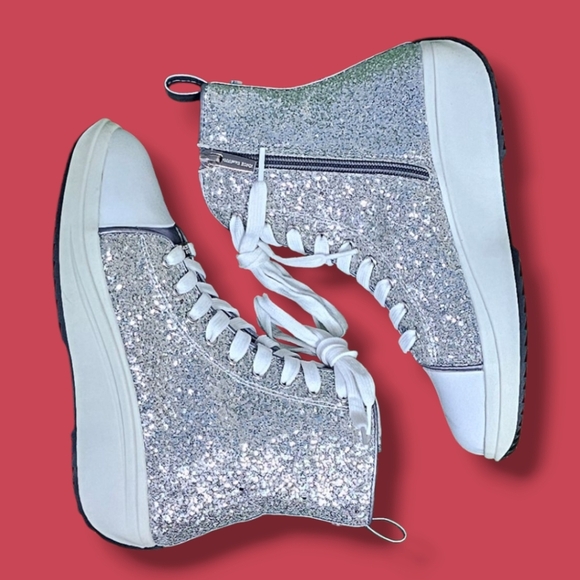 VINCE CAMUTO | GIRLS HIGH-TOP GLITTER PLATFORM SNEAKERS - - Picture 1 of 16